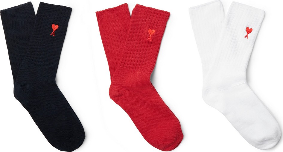 AMI Three-Pack Logo-Embroidered Stretch Cotton-Blend Socks