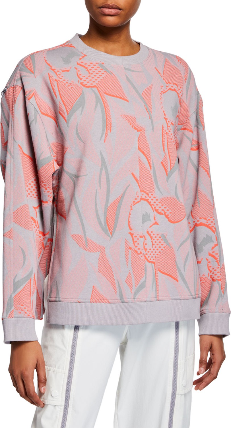 Adidas By Stella McCartney Floral Print Sweatshirt w/ Zippers