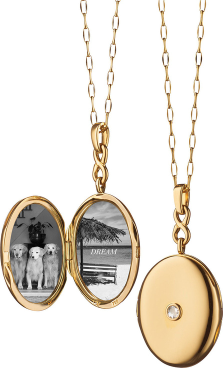 Monica Rich Kosann 18K Gold Locket Necklace with Diamond Center Monica Rich Kosann 18K Gold Locket Necklace with Diamond Center