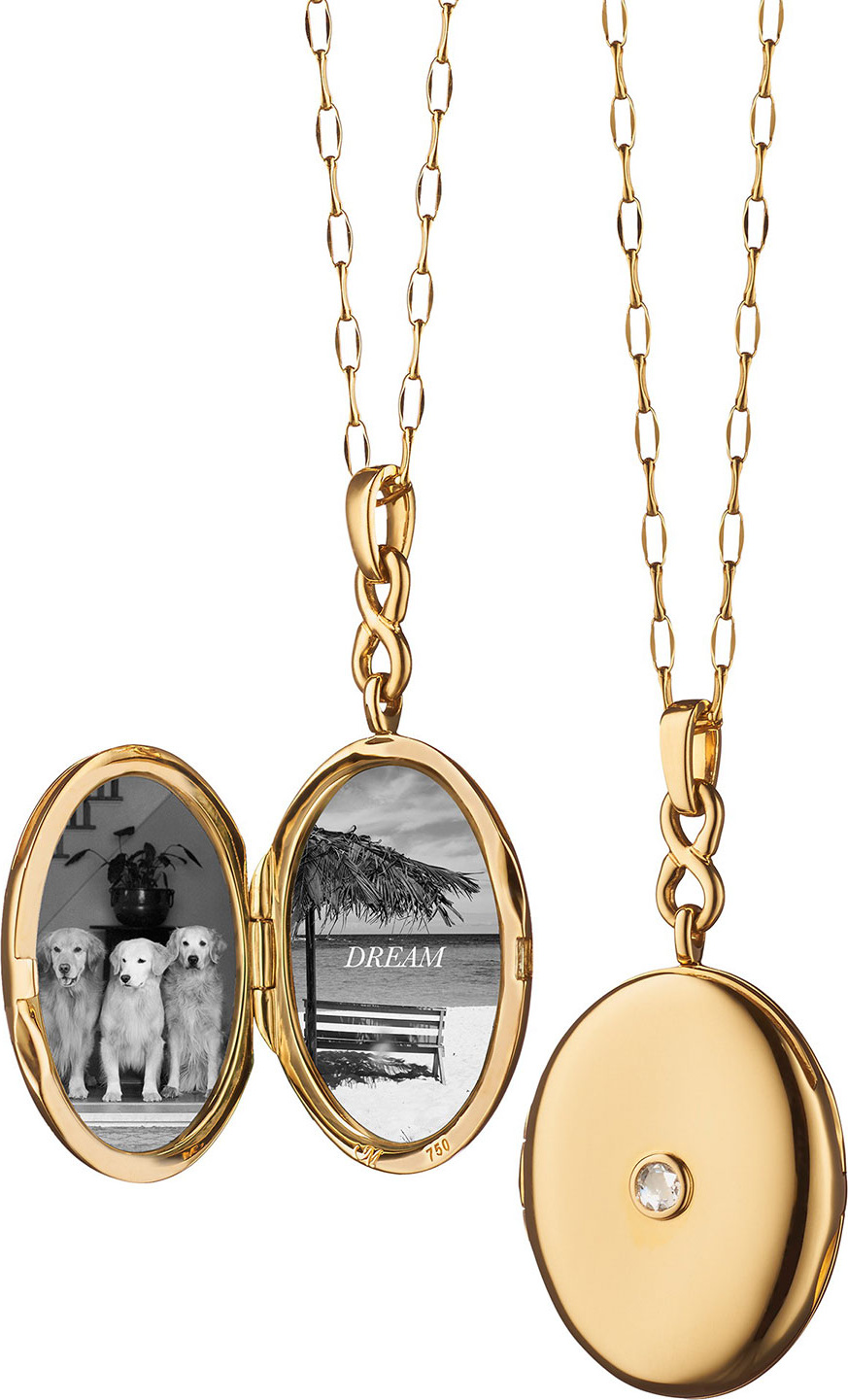 Monica Rich Kosann 18K Gold Locket Necklace with Diamond Center