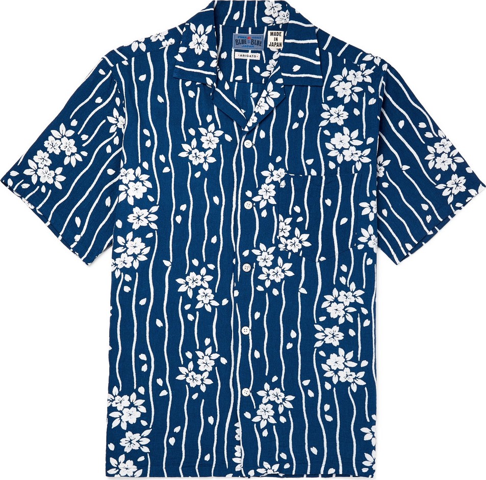 Blue Blue Japan Camp-Collar Printed Woven Shirt