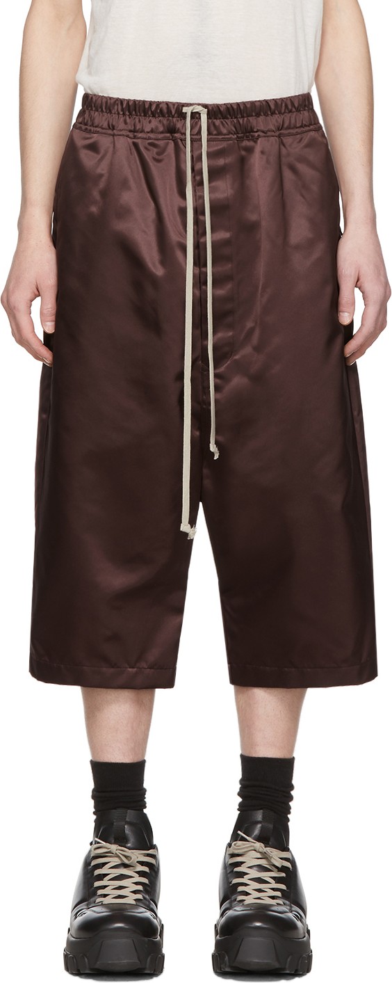 Rick Owens Burgundy Karloff Pods Shorts