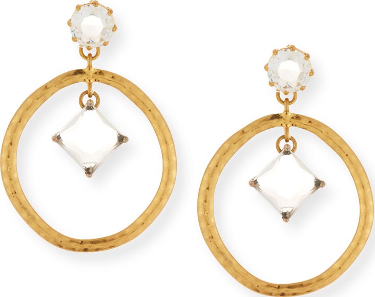 Sequin Crystal Hoop Drop Earrings