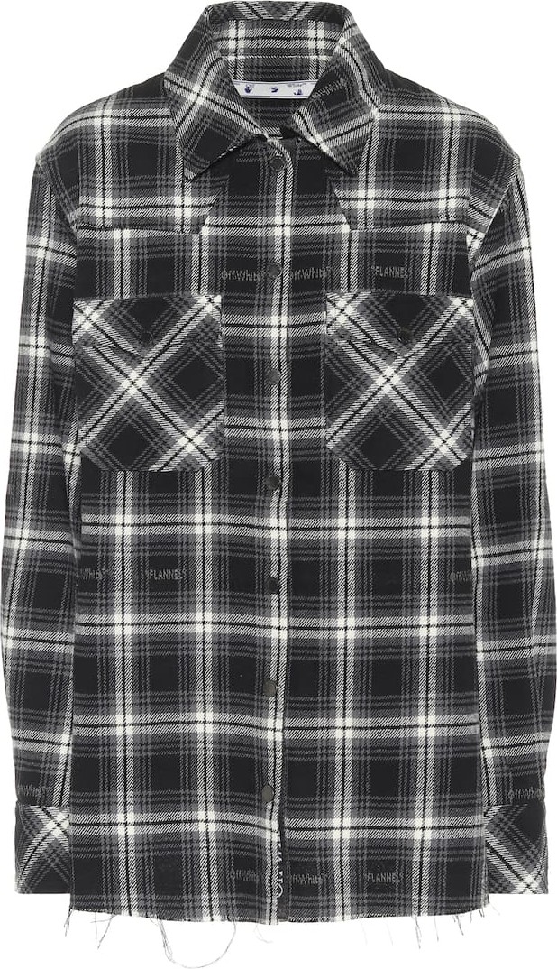 Off White Checked cotton-blend flannel shirt