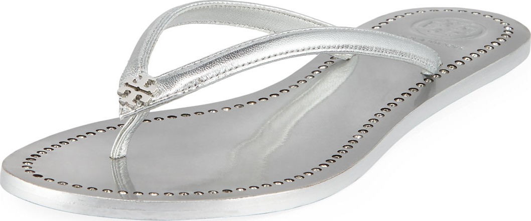 Tory Burch Liana Flat Metallic Leather Thong Sandals