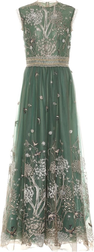 Costarellos Embroidered tulle gown