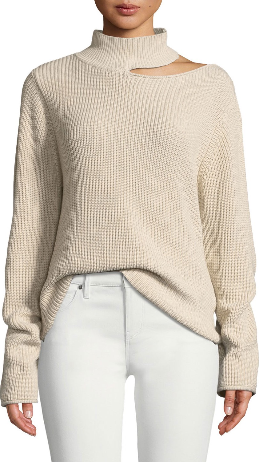 RtA Langley Cutout Cotton Turtleneck Sweater