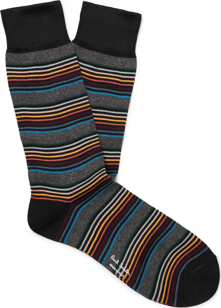 Paul Smith Striped Cotton-Blend Socks