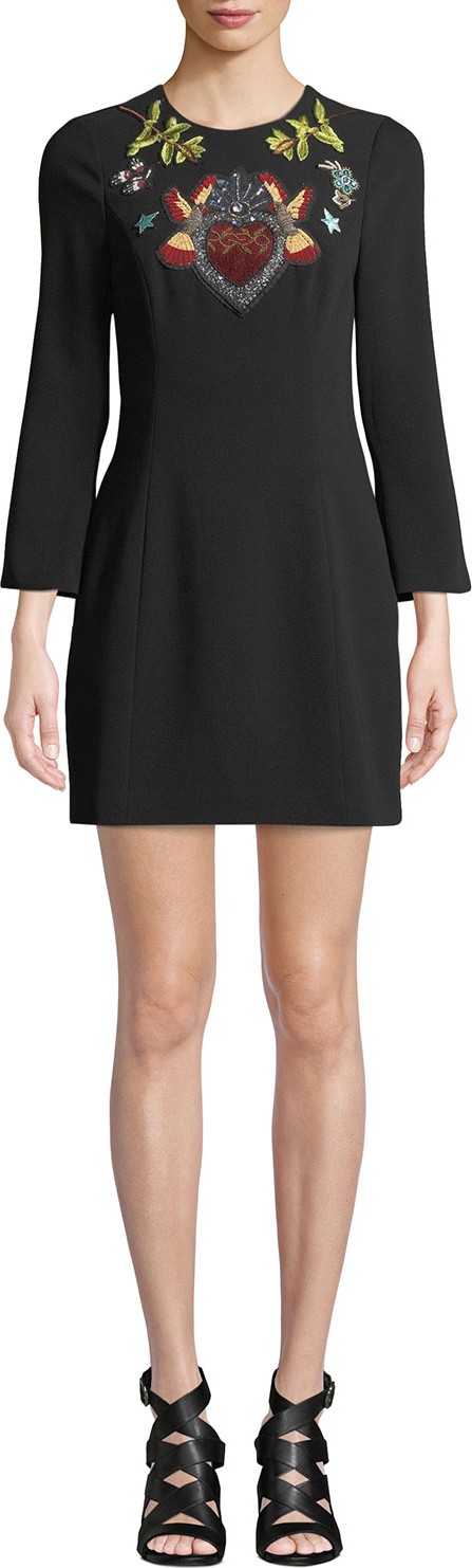 Cinq A Sept Josephine Embroidered Crepe Short Dress