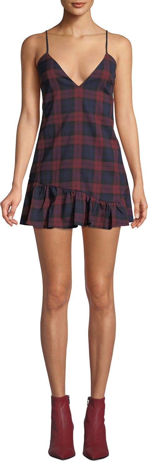 Lovers + Friends Owen Plaid Flounce Mini Dress