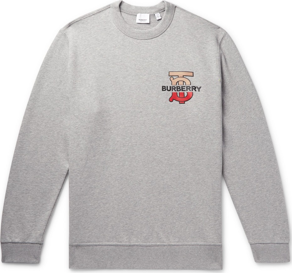 Burberry London England Logo-Detailed Mélange Loopback Cotton-Jersey Sweatshirt