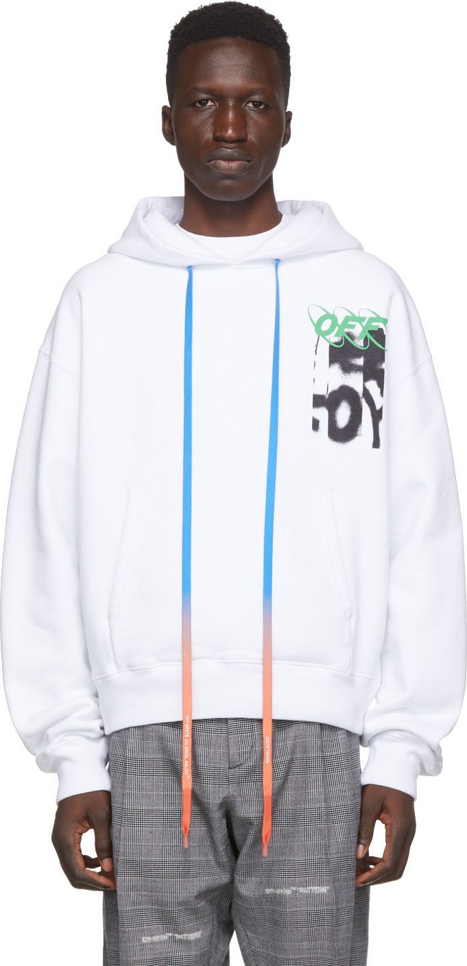 Off White White Spray Blurred Over Hoodie