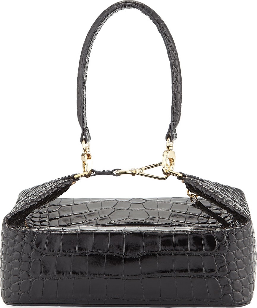 Rejina Pyo Olivia Crocodile-Embossed Top Handle Bag, Black