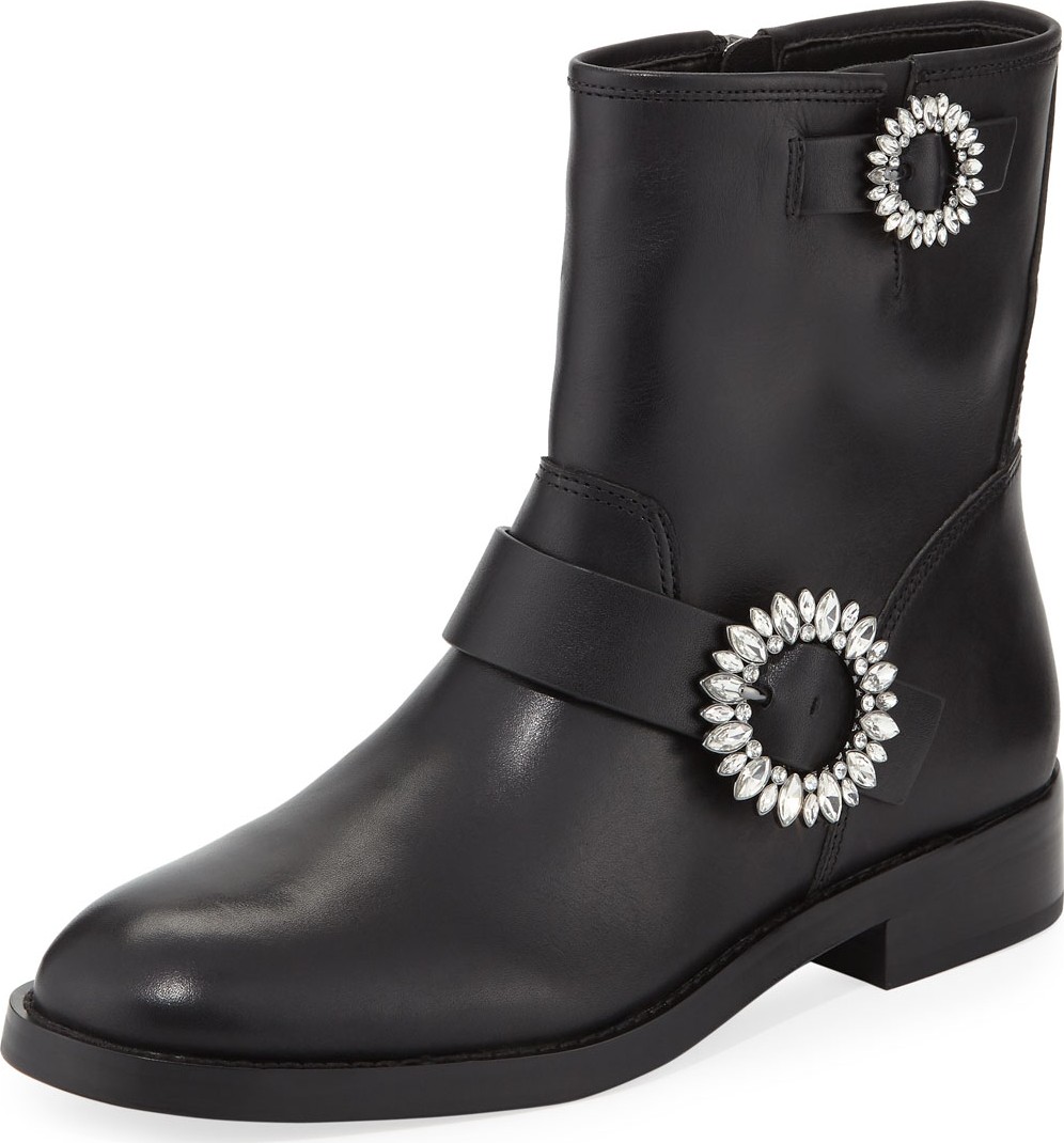 MICHAEL MICHAEL KORS Viola Embellished Leather Moto Boots