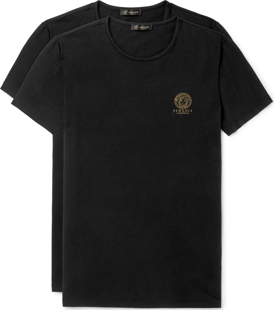 Versace Two-Pack Logo-Print Stretch-Cotton Jersey T-Shirts