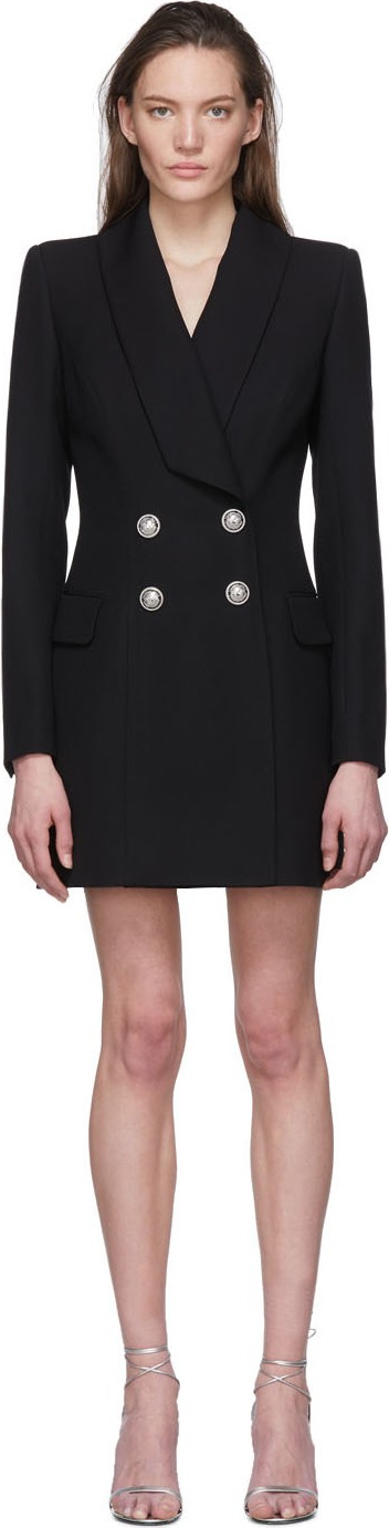 Balmain Black Wool Blazer Dress