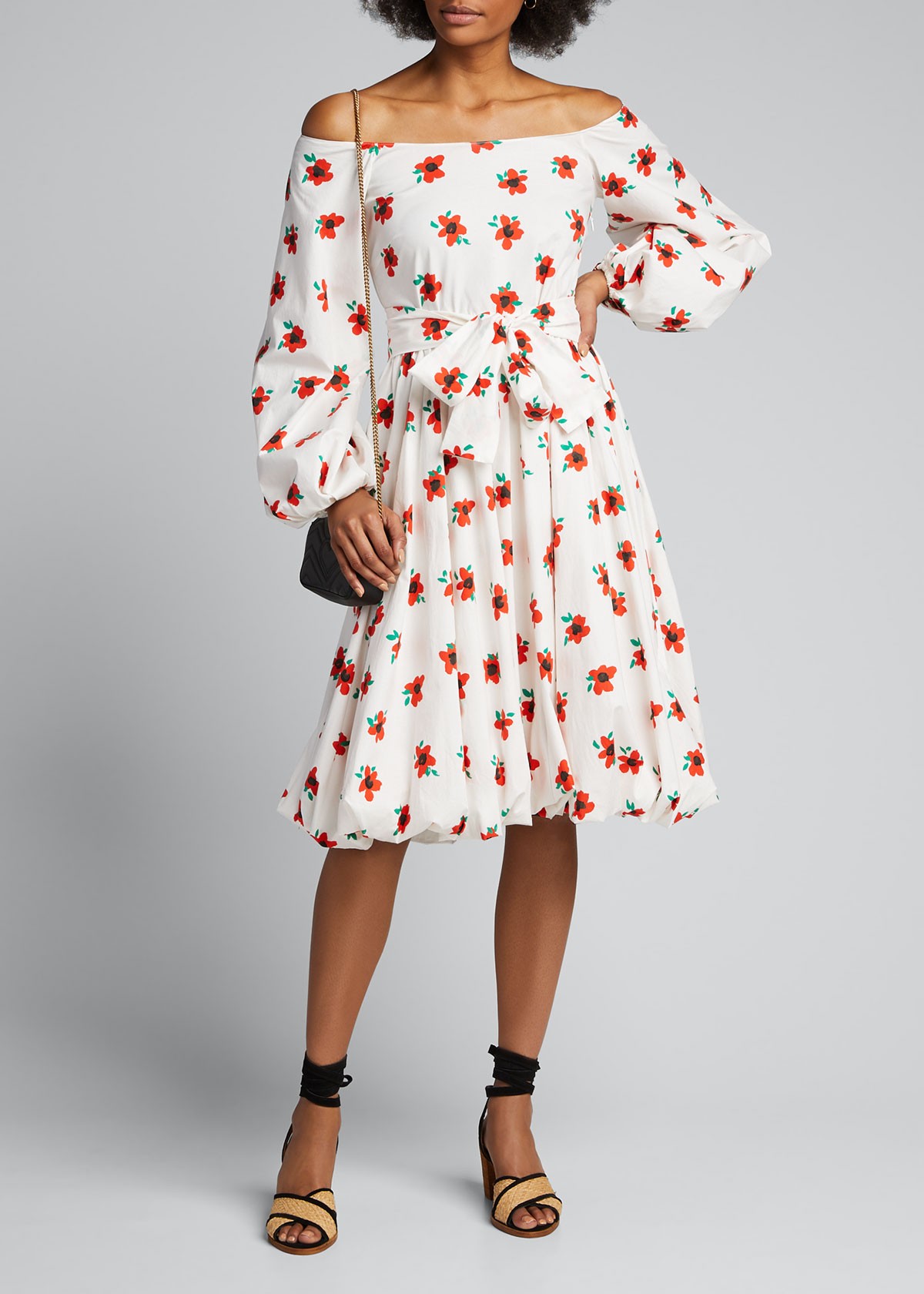 Caroline Constas Bea Off-Shoulder Floral Long-Sleeve Dress