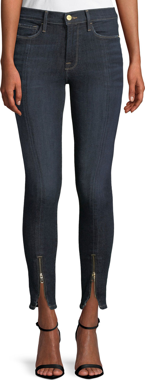 FRAME DENIM Le High Skinny Split Zip-Hem Ankle Jeans