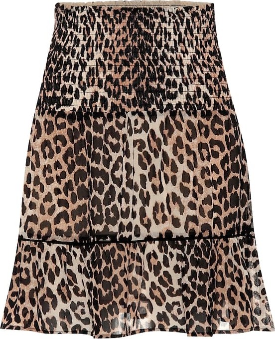 Ganni Printed georgette miniskirt