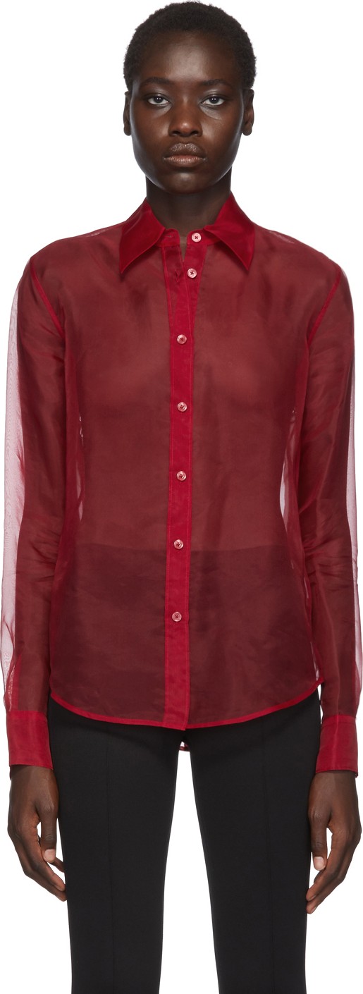 Helmut Lang Red Organza Shirt