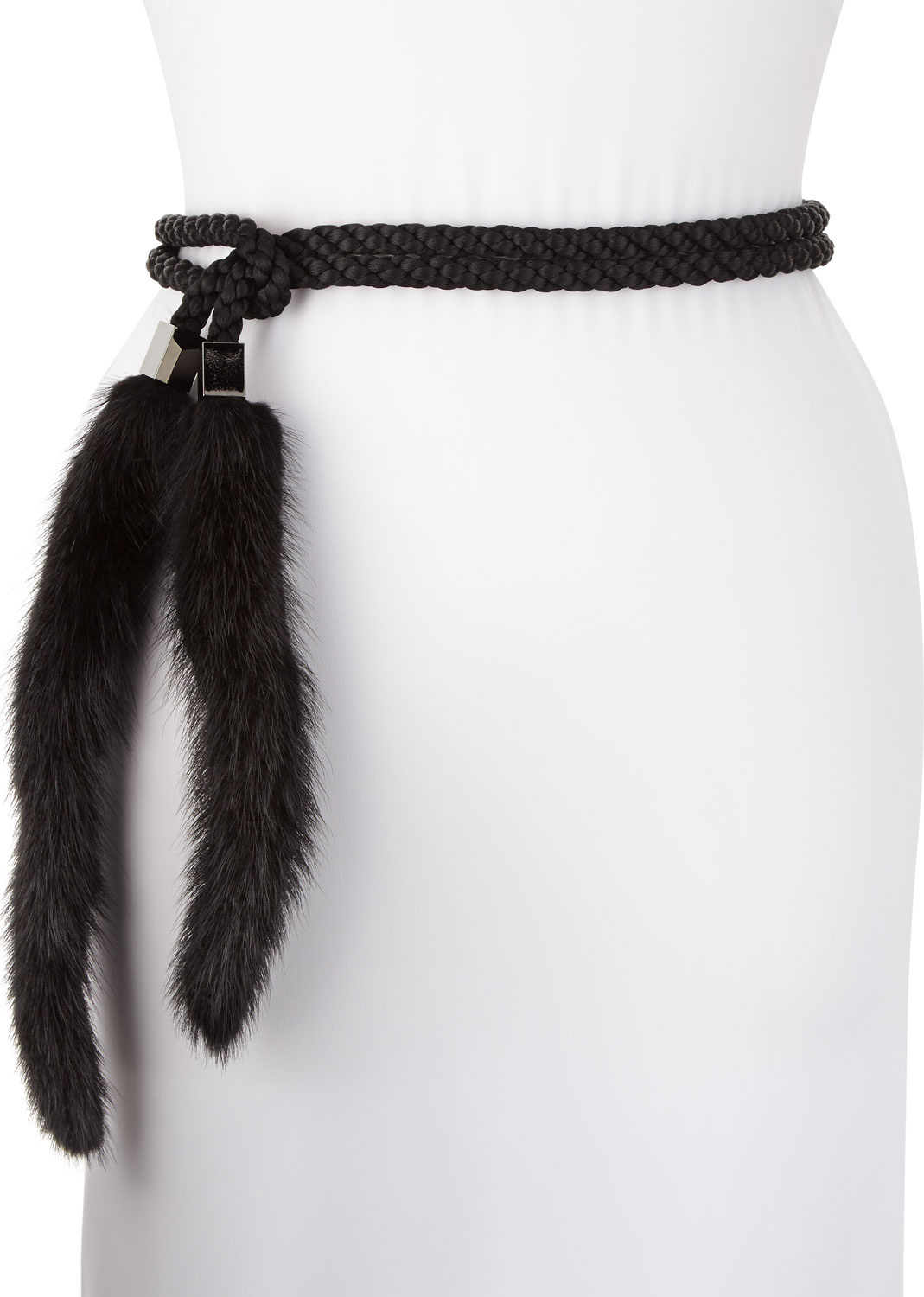 Deborah Drattell Gloriana Rope Belt with Mink Fur