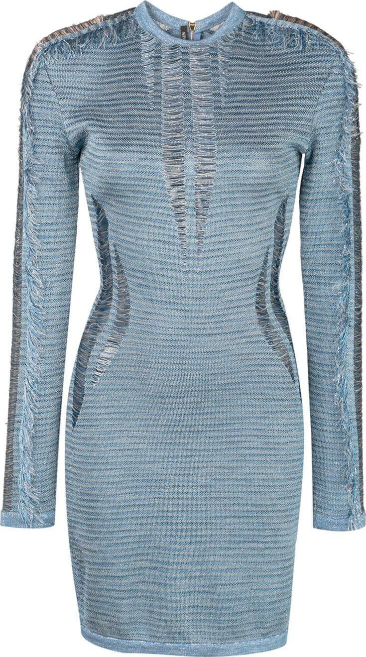 Balmain distressed detail mini dress