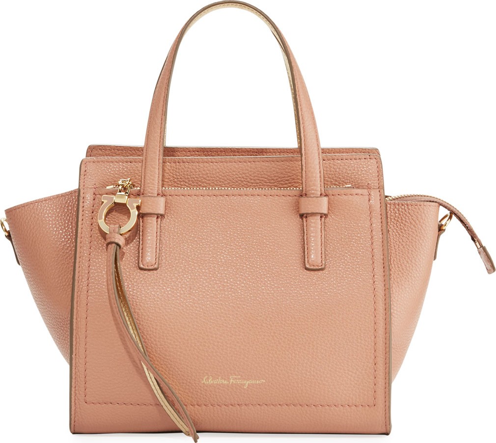 Salvatore Ferragamo Amy Small Bicolor Leather Satchel Bag
