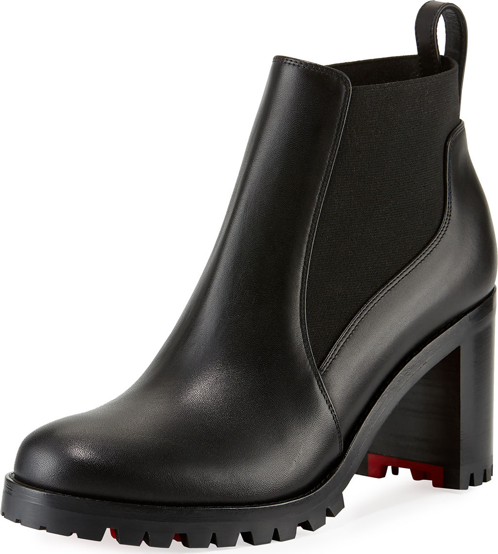 Christian Louboutin Marchacroche Leather Red Sole Booties