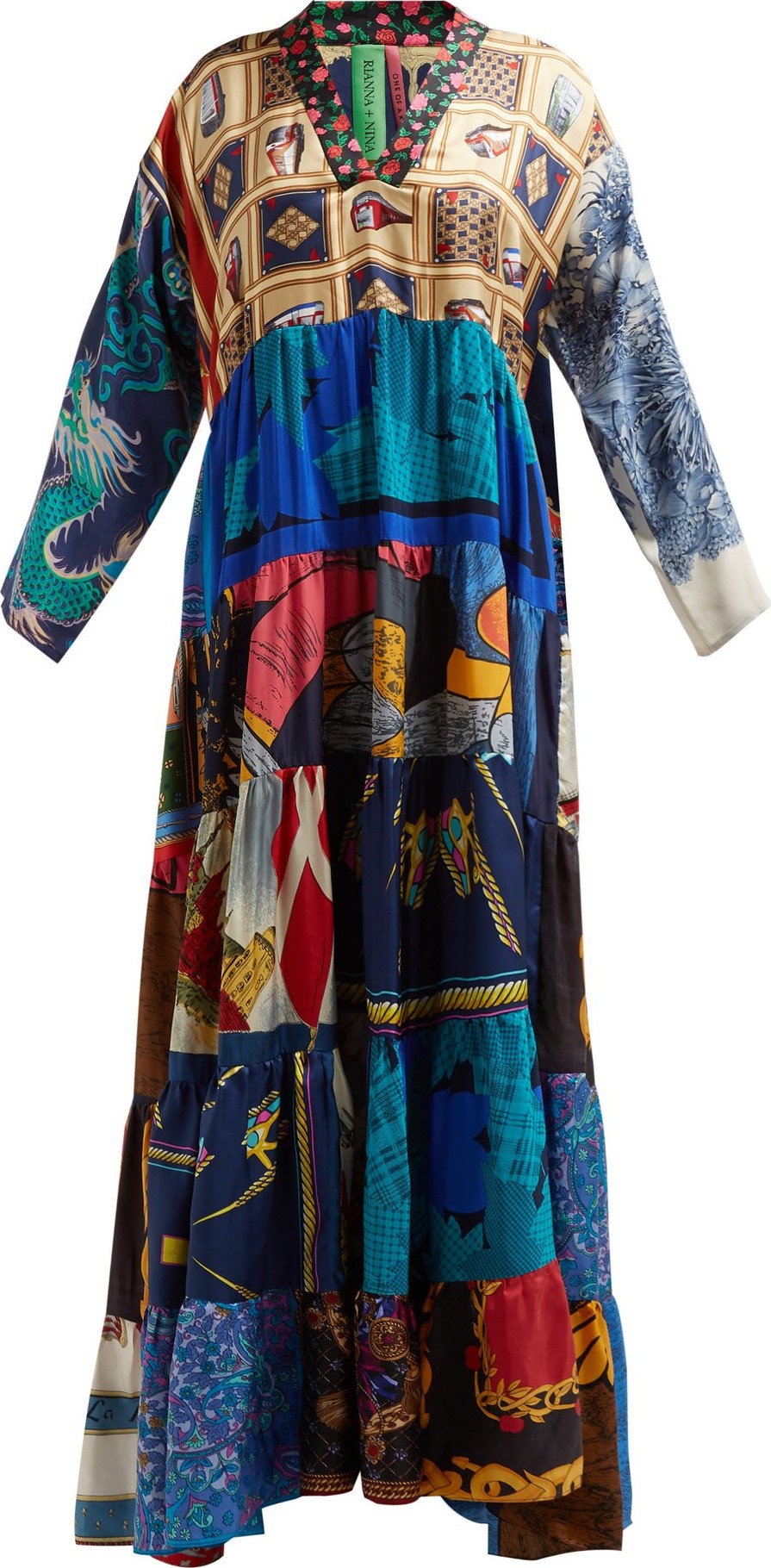 Rianna + Nina Vintage patchwork silk dress