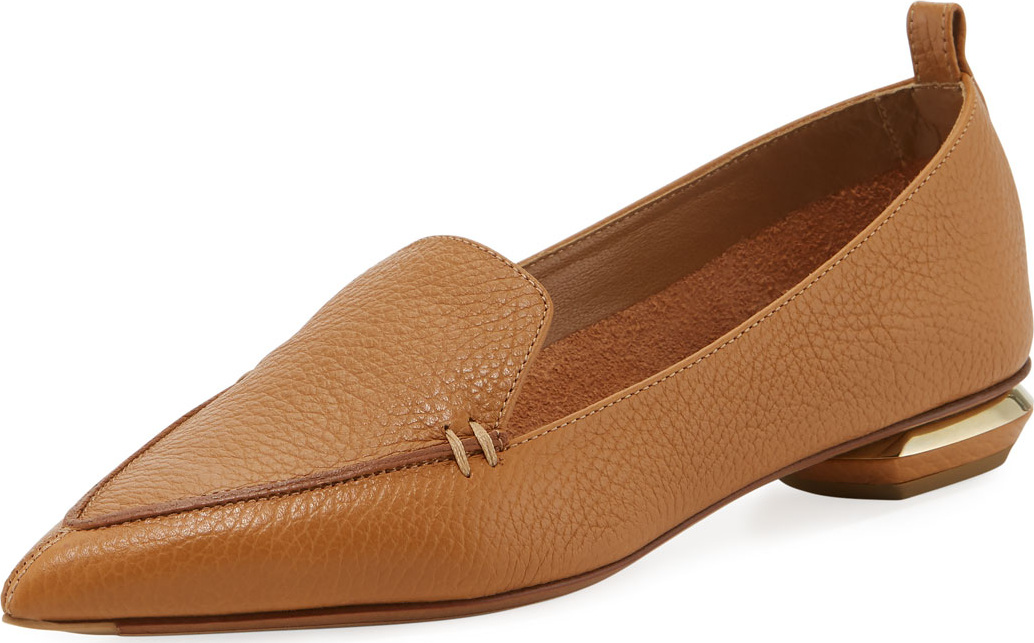 Nicholas Kirkwood Pebbled Leather Point-Toe Loafer