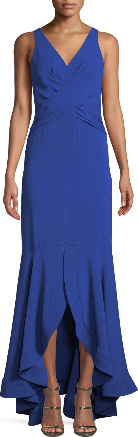 Shoshanna Montague V-Neck Gown w/ High-Low Hem