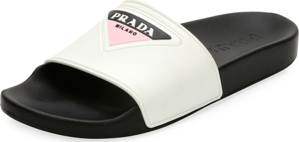 Prada Logo Rubber Pool Slide Sandal