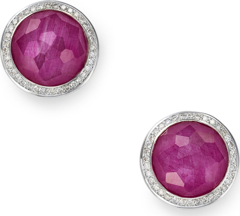 IPPOLITA Stella Stud Earrings in Hematite Doublet with Diamonds