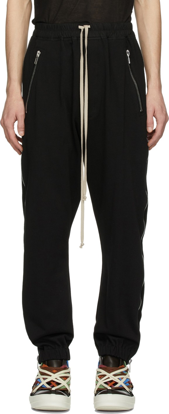 Rick Owens Black Zippered Sweatpants