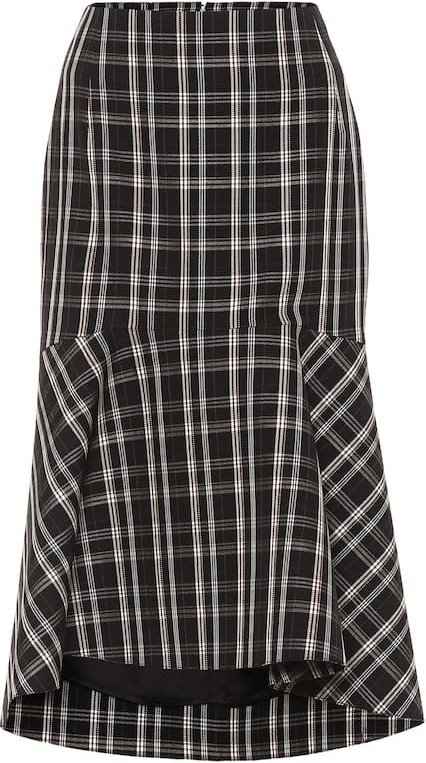 Balenciaga Checked wool midi skirt