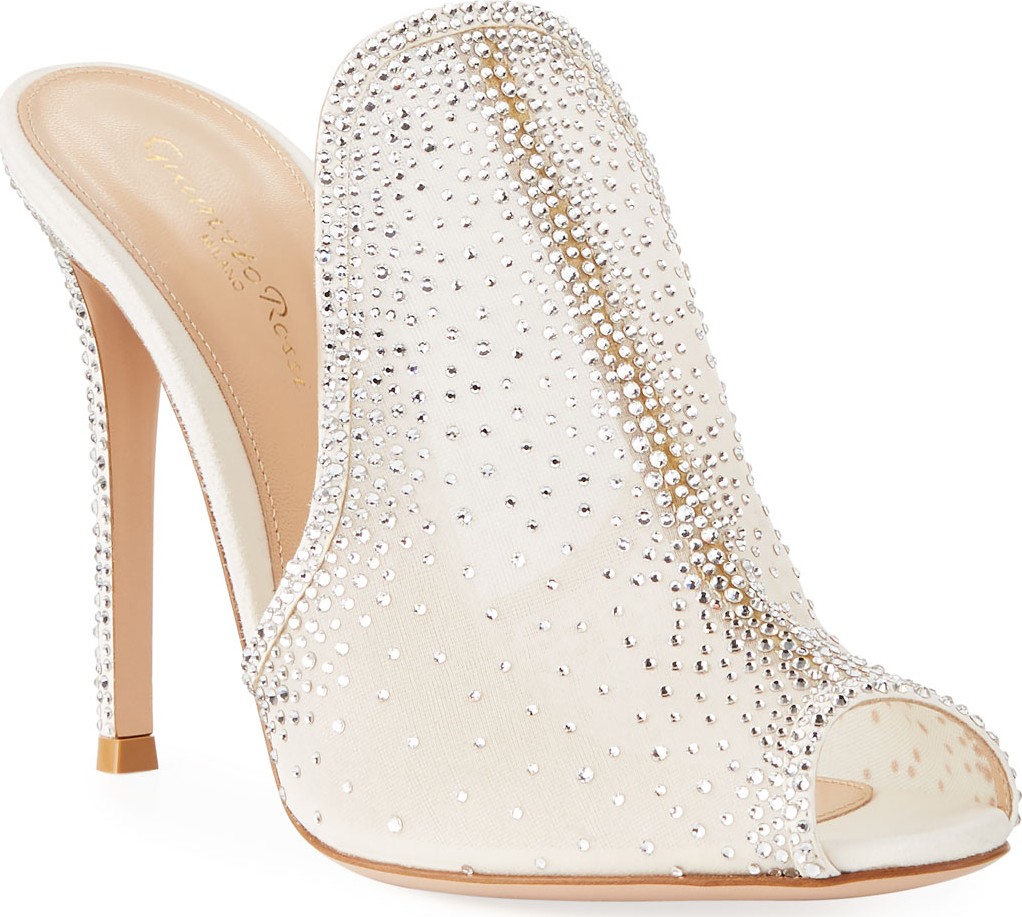 Gianvito Rossi Organza Lace Strass Mule Sandal