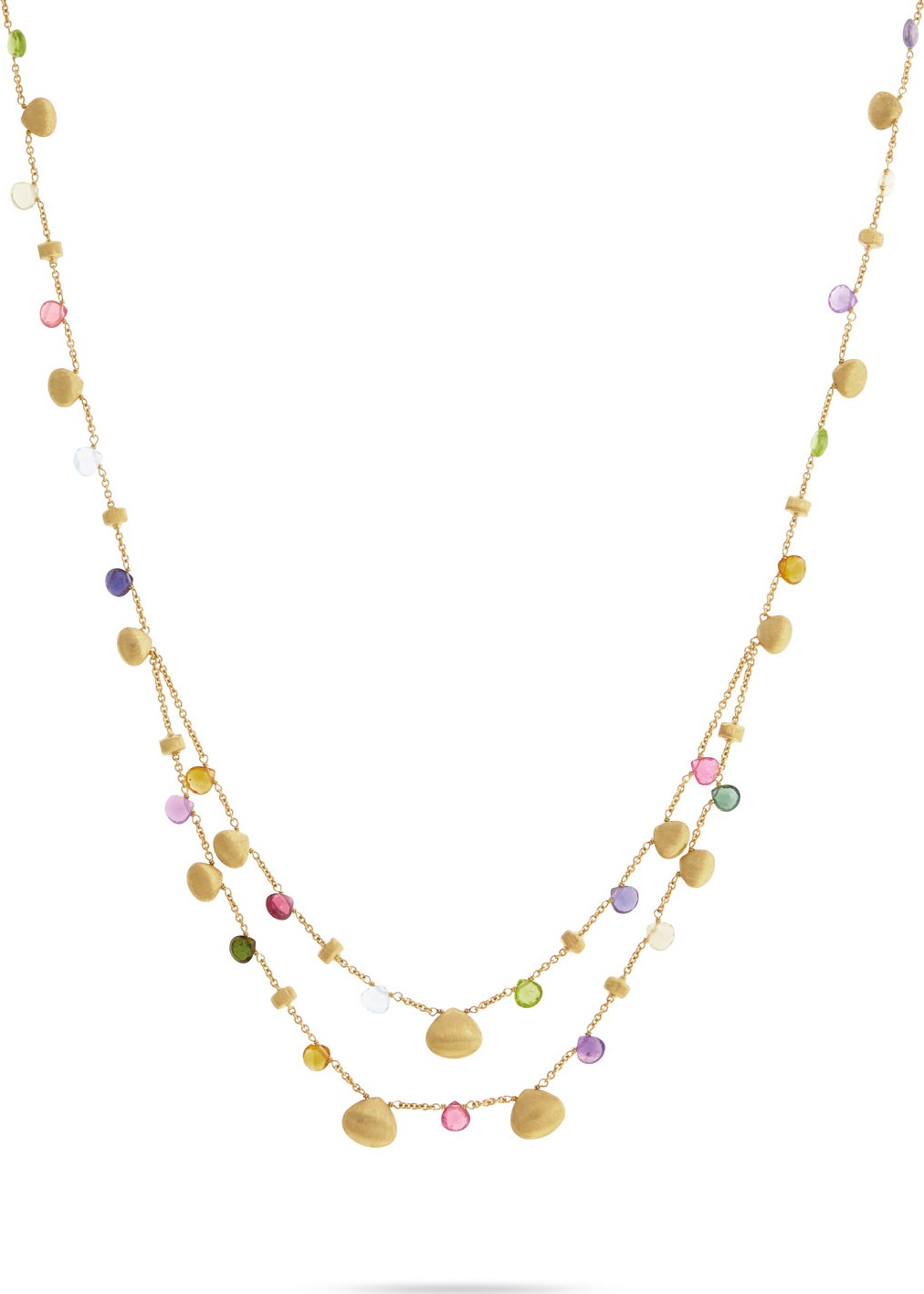 Marco Bicego Paradise Short Necklace with Mixed Gemstones in 18K Yellow Gold