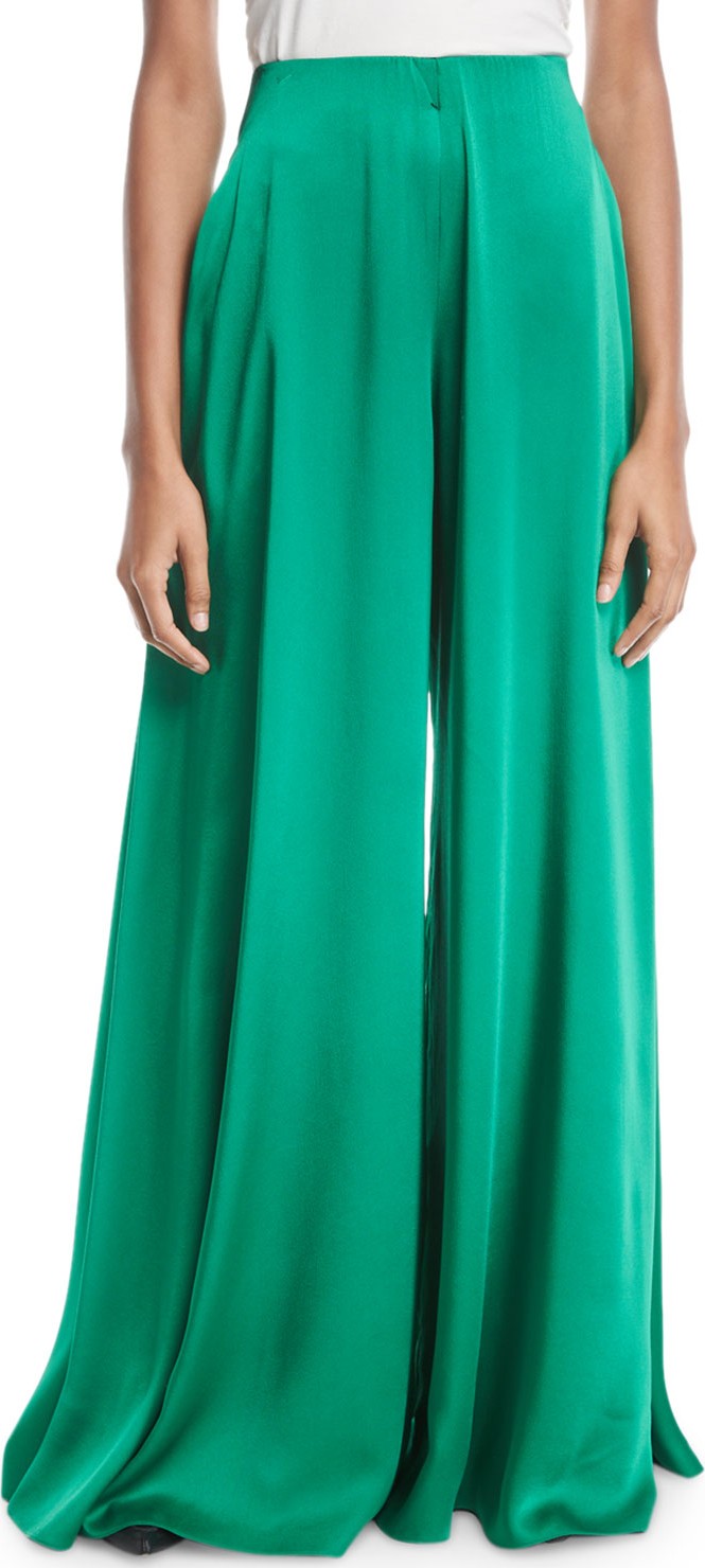Rosetta Getty High-Waist Crepe Back Satin Palazzo Pants