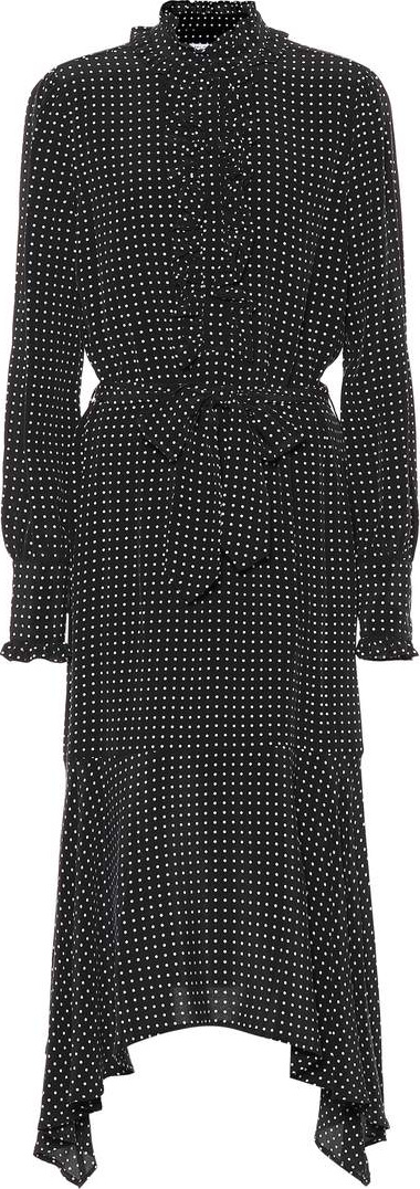 Equipment Polka-dot silk midi dress