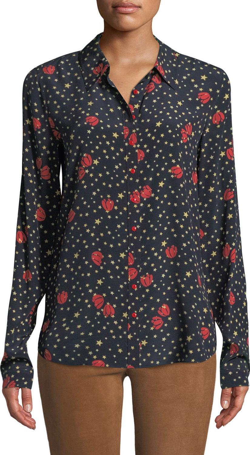 M.i.h Jeans Evlyn Star-Print Button-Front Top