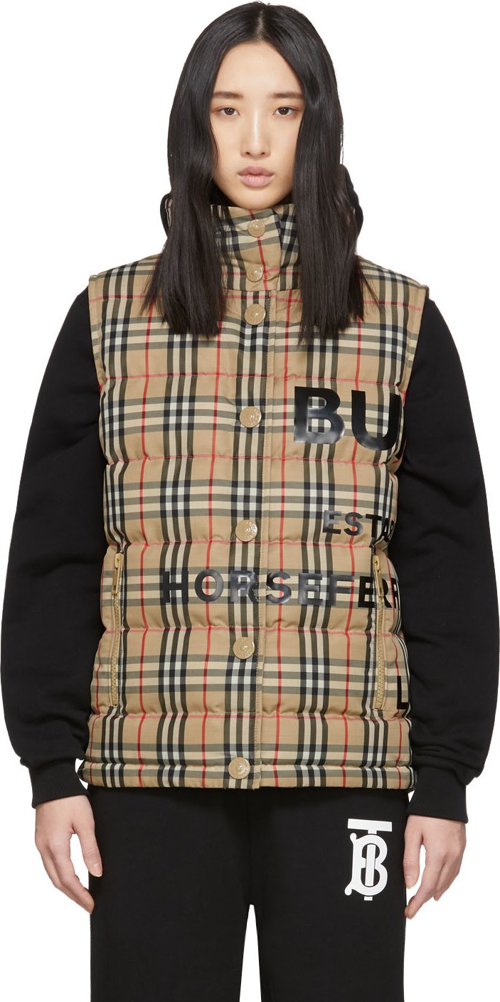 Burberry London England Beige Down Sterling Vest