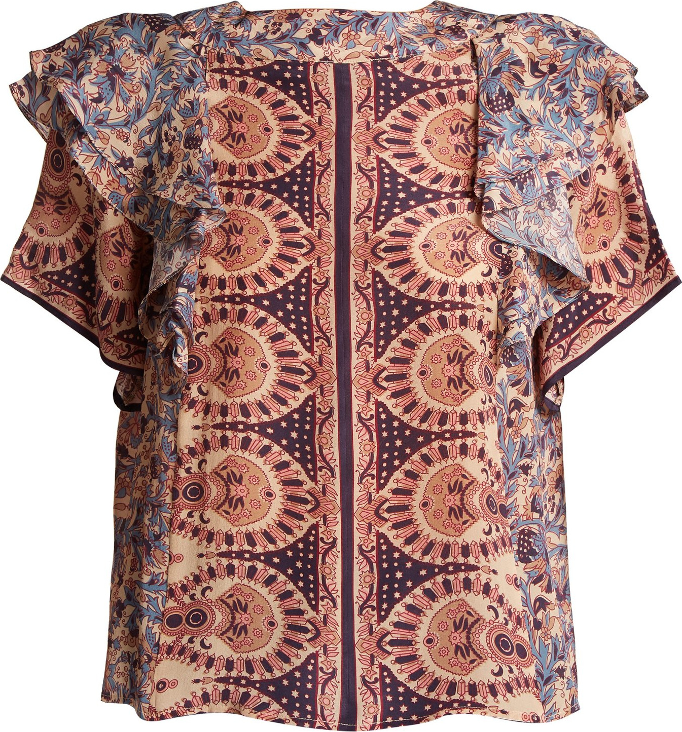 SEA Ruffle-trimmed silk top