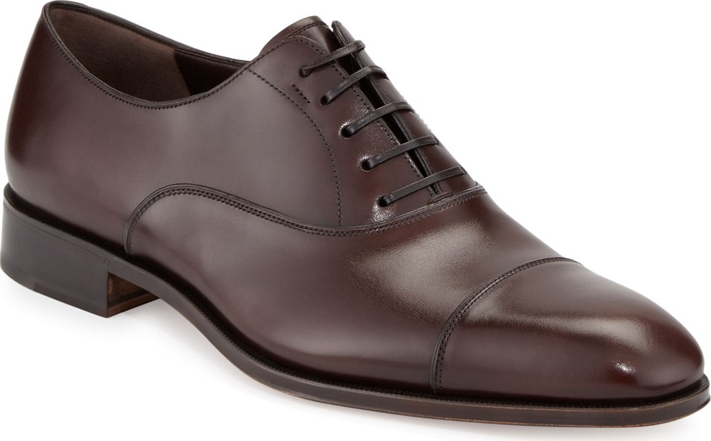 Salvatore Ferragamo Men's Calfskin Cap-Toe Oxford, Auburn