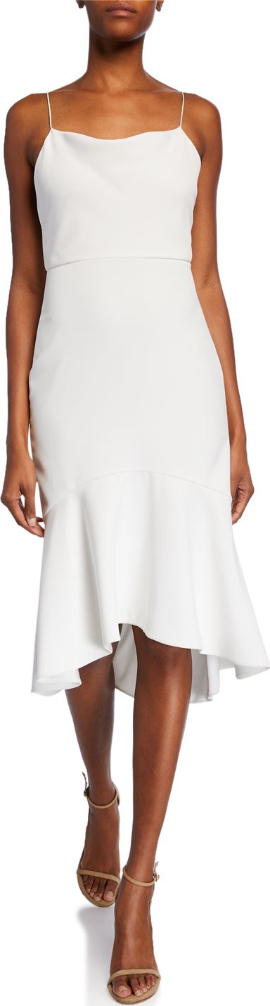 Alice + Olivia Adrina Cowl-Neck Spaghetti-Strap High-Low Midi Dress