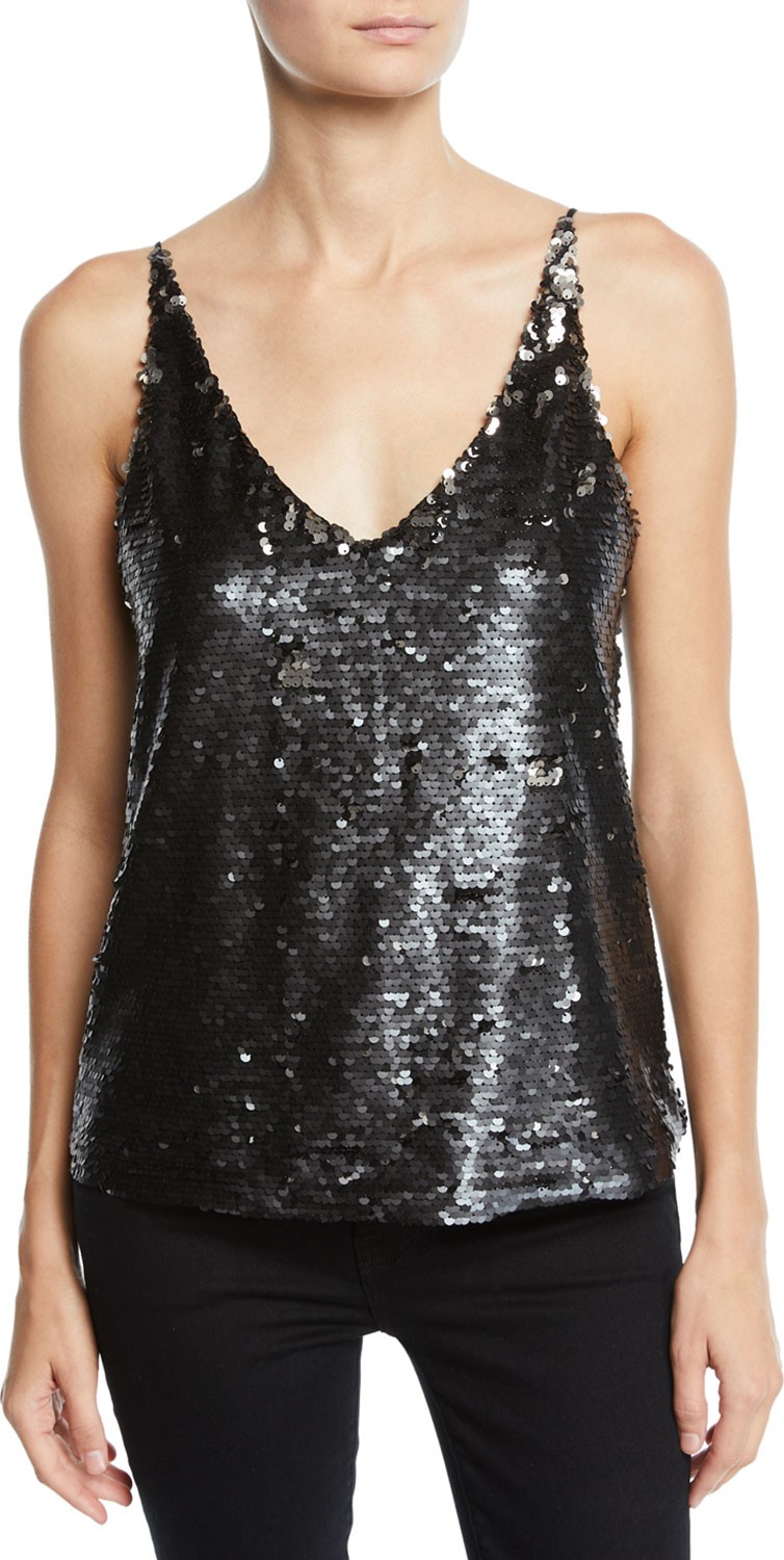 J BRAND Lucy Sequin V-Neck Cami