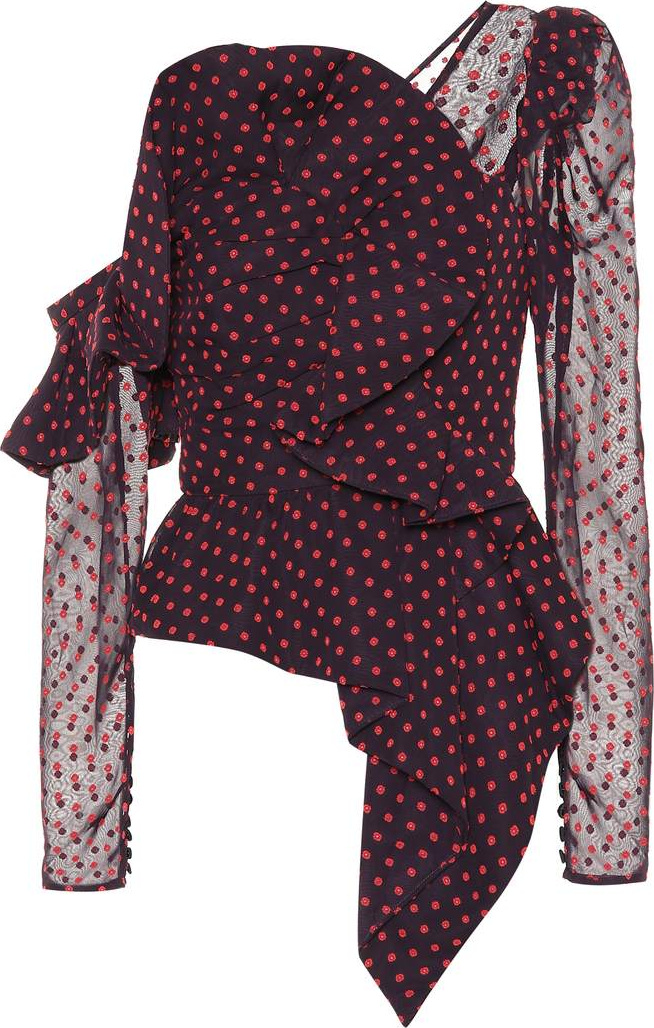 Self Portrait One-shoulder embroidered top