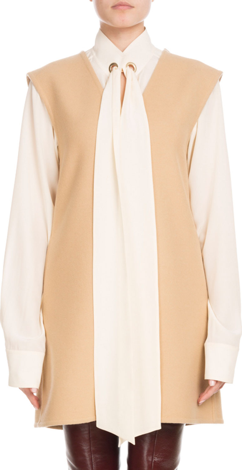 Chloe Sleeveless V-Neck Wool Jumper Dress