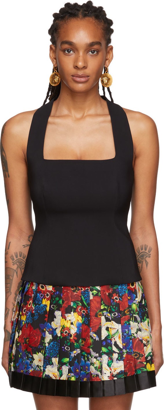 Versace Black Square Neck Tank Top