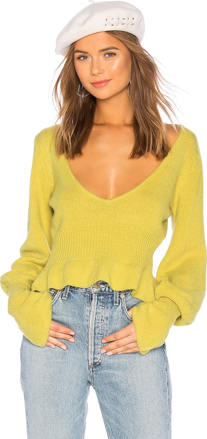 For Love & Lemons Davis Peplum Sweater
