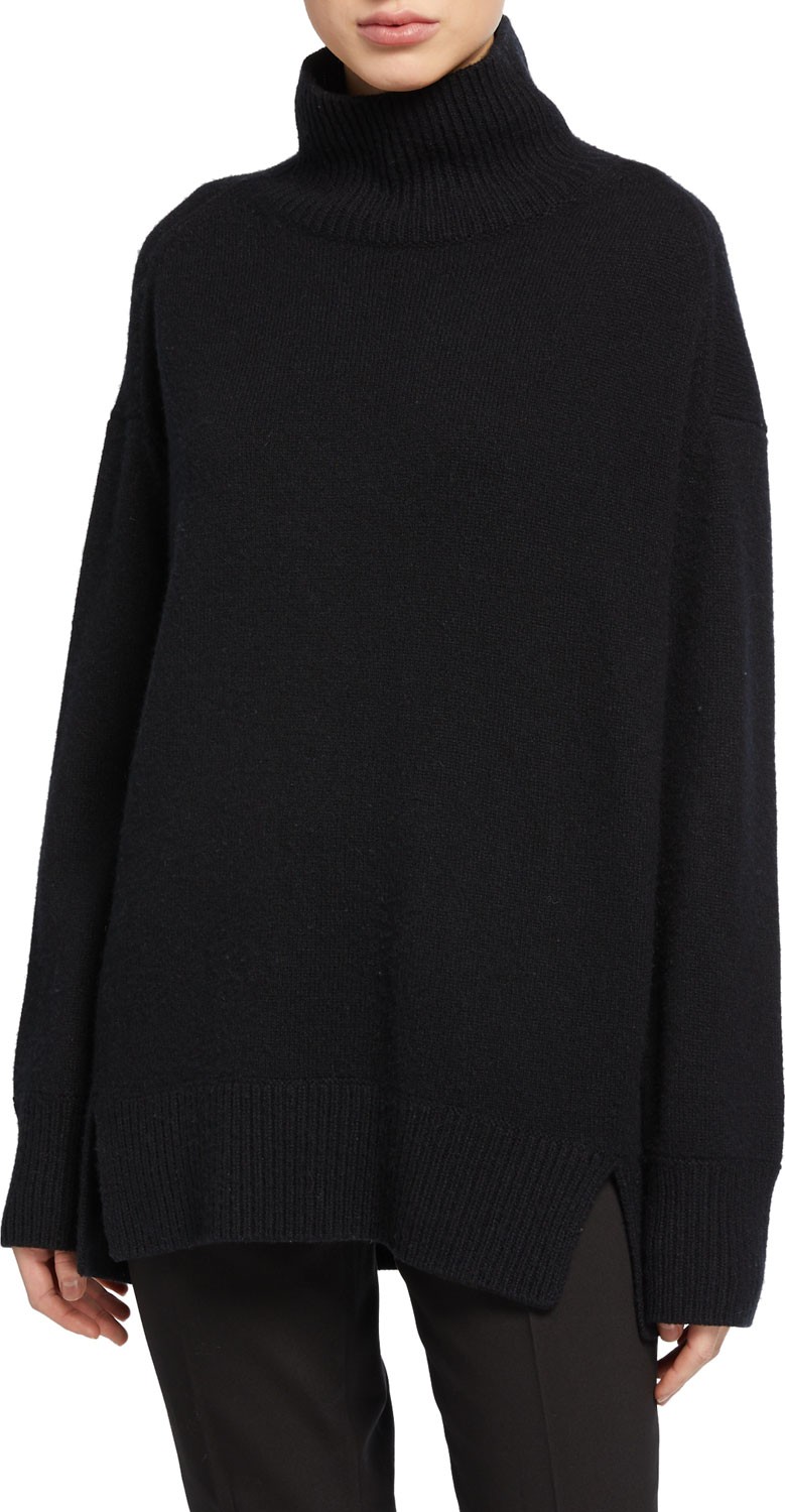 Vince Oversized Cashmere Double Slit Turtleneck Sweater